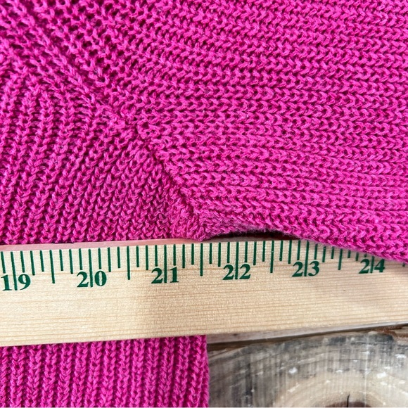 NIC+ZOE Magenta Rose Pink Shaker V-Neck Sweater Barbie Women's Sz L - Picture 4 of 7